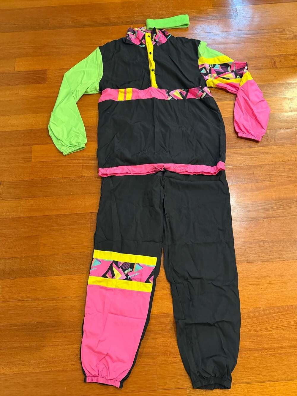 Adult 80s Neon Track Suit Halloween Costume Men's Women's Unisex - Picture 2 of 5